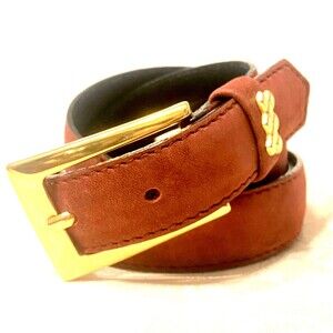 Peter Hahn Skinny Belt Nubuck Leather Suede 95cm 41 x 1 Vtg Italy Germany Brown